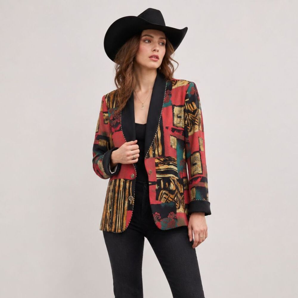 Vintage 80s City Girl‎ Abstract Print Blazer Size Medium Statement Jacket